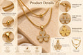 Asterials Golden Floral Cubic Zirconia Layered Pendant Necklace