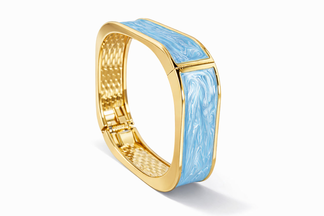 18K Gold Plated Enamel Statement Bangle