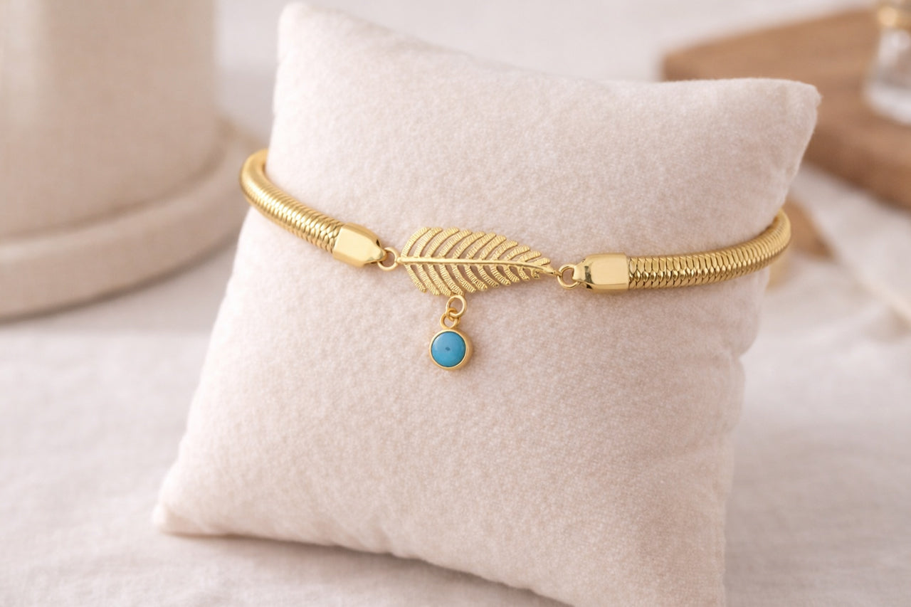 Golden Leaf Evil Eye Bracelet