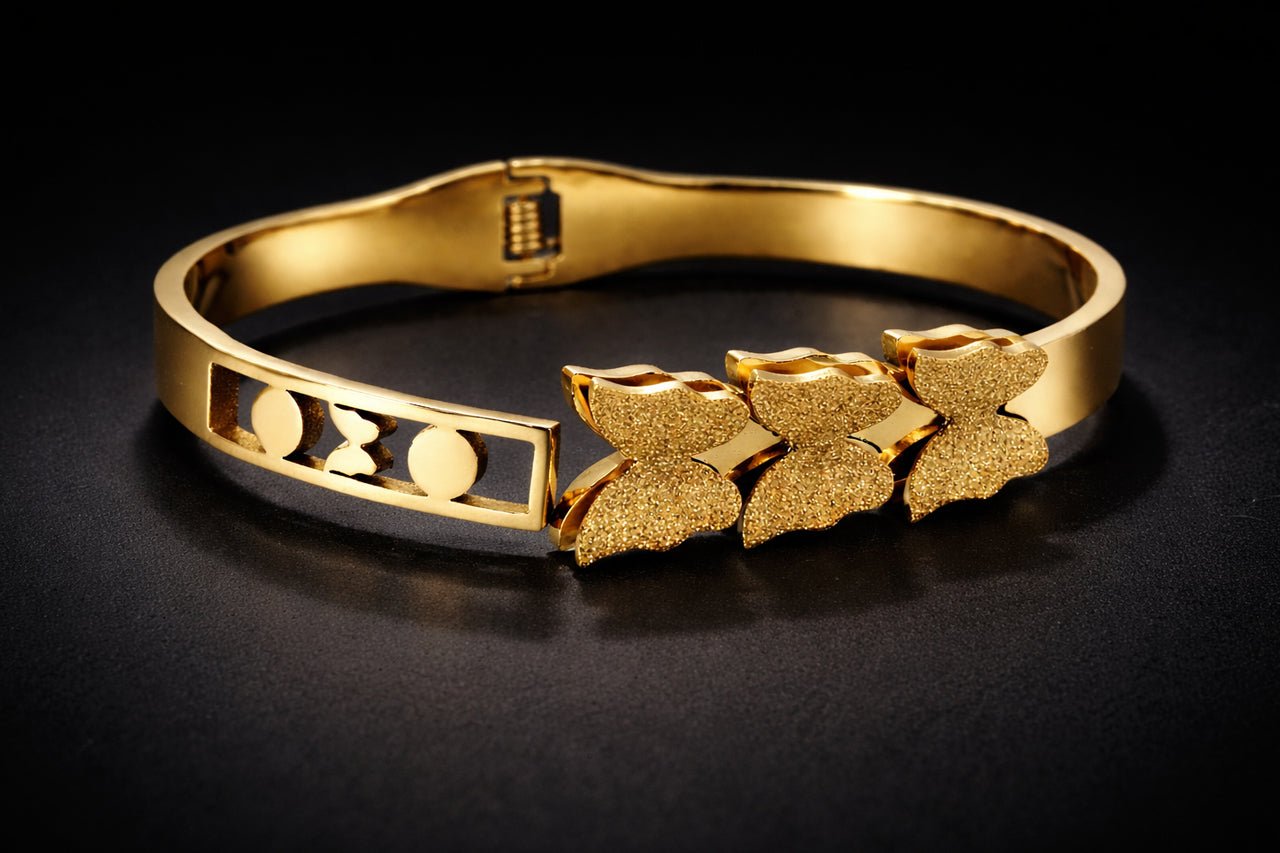 Golden Butterfly Charm Bangle
