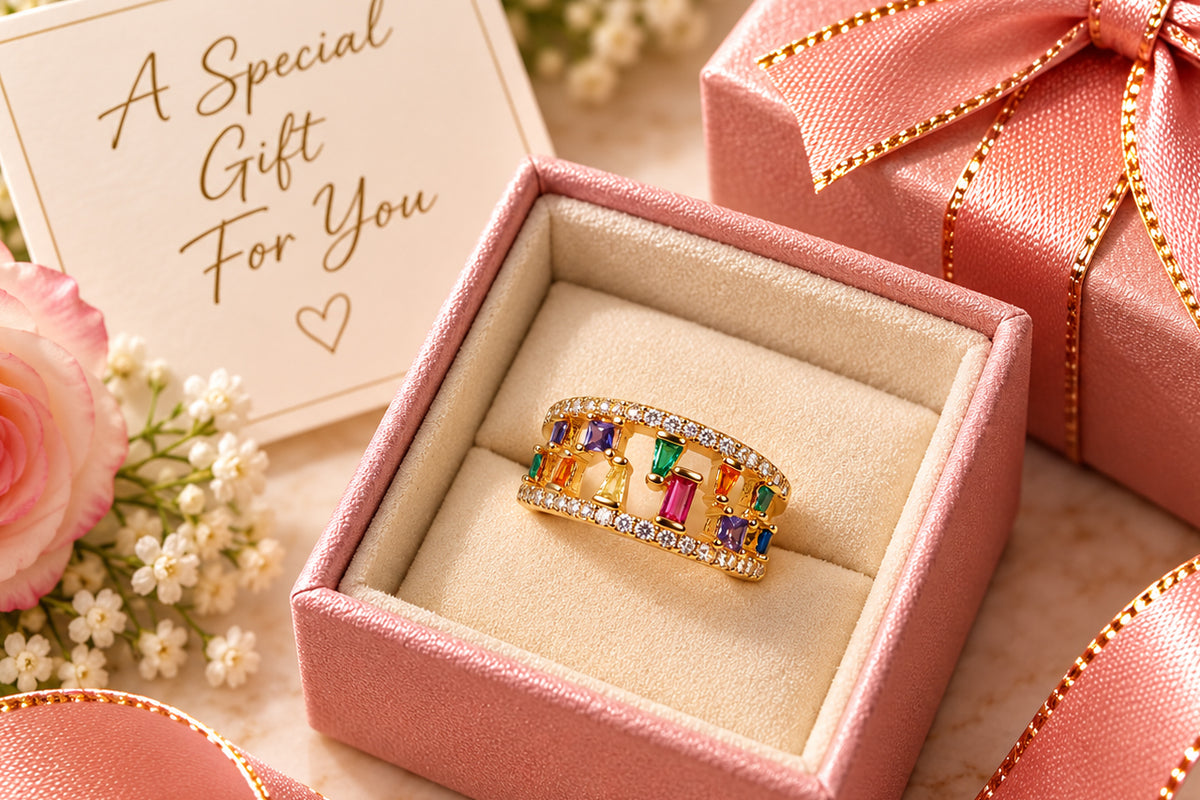 Multicolour Baguette Stone Statement Ring