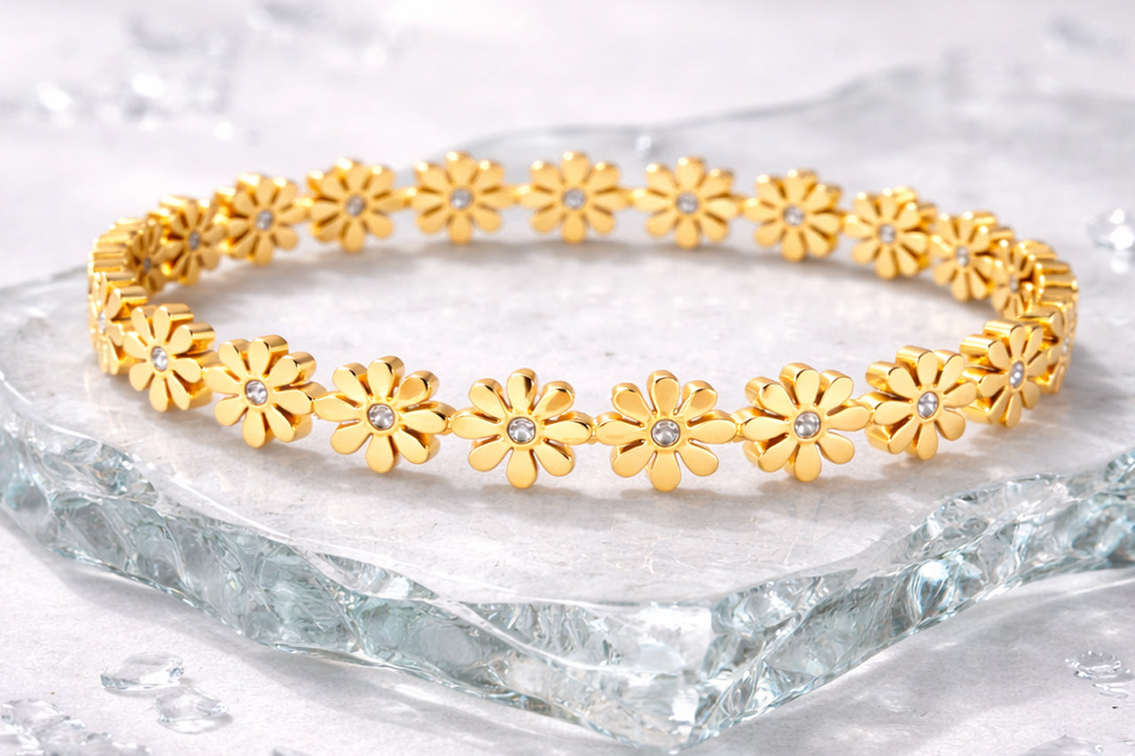 Golden Daisy Charm Bracelet