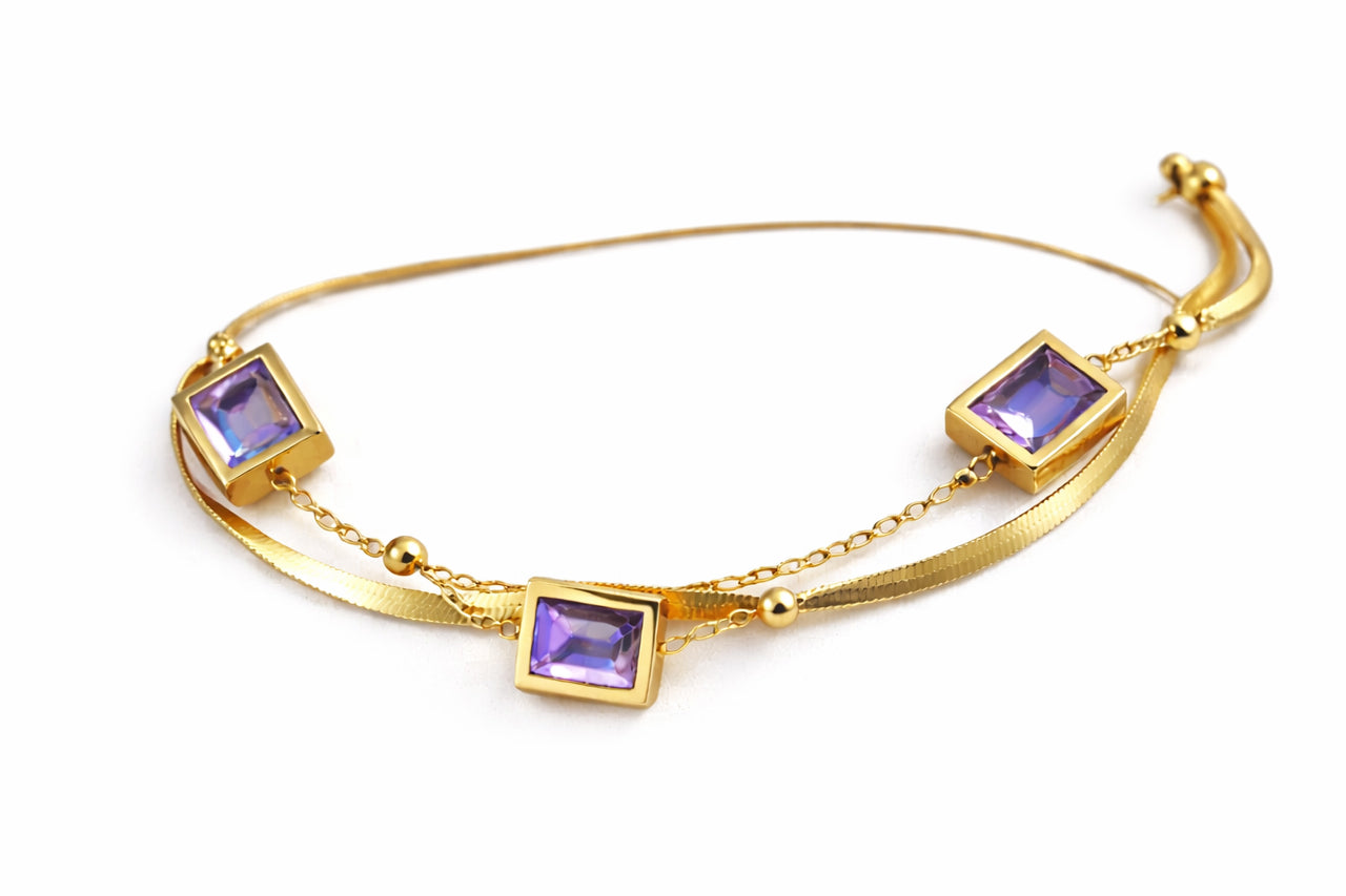 Royal Amethyst Gold Bracelet