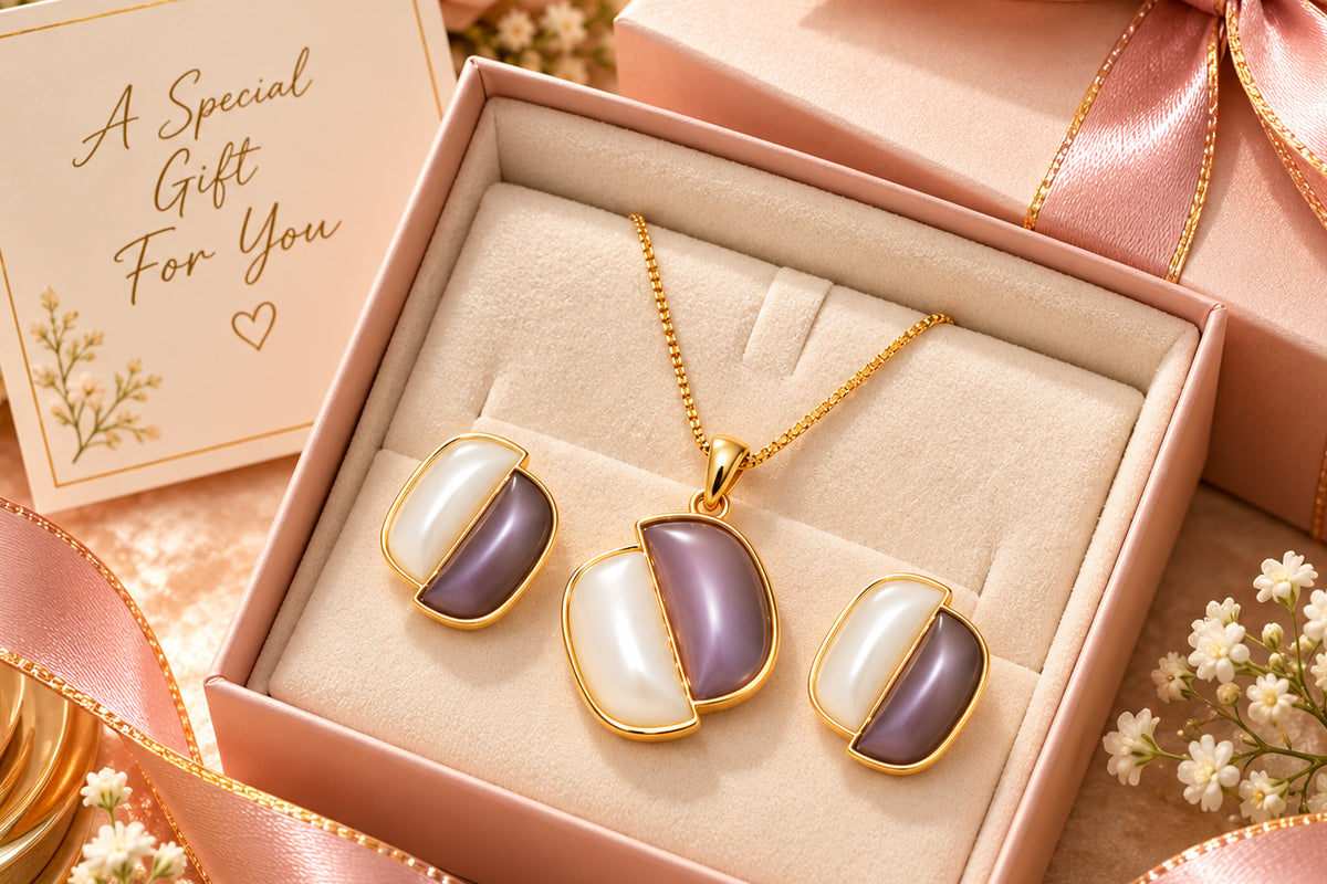 Gold-Tone Two-Tone Pendant Earring Set for Women