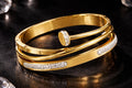 Elegant 18K Gold Plated Crystal Cuff Bracelet (3 Micron)