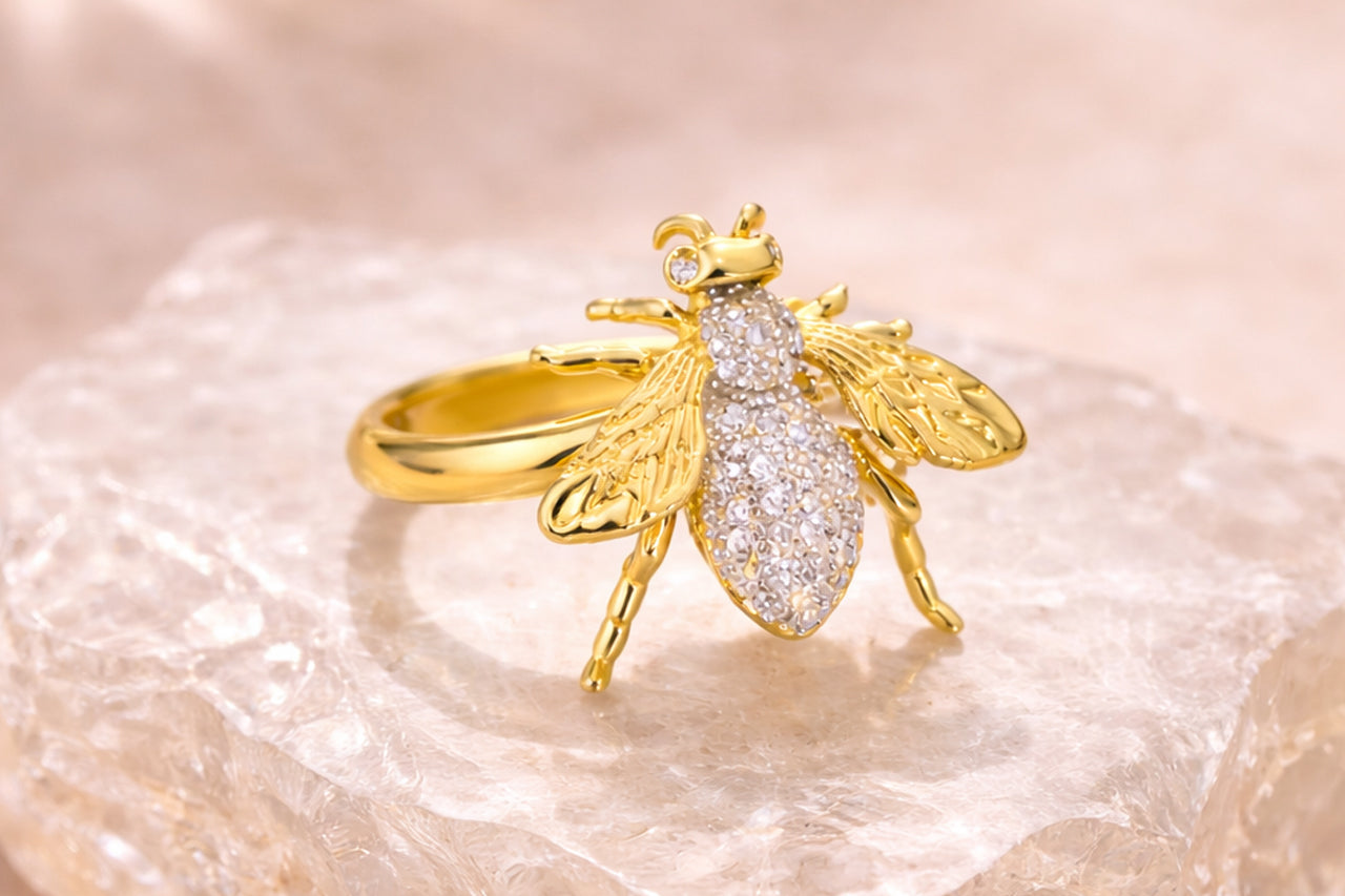 Golden Bee Statement Ring