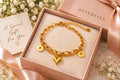 Asterials 18K Gold Plated Dual Chain Charm Bracelet for Women | Heart & Star Disc Charms | Anti-Tarnish Everyday Jewellery