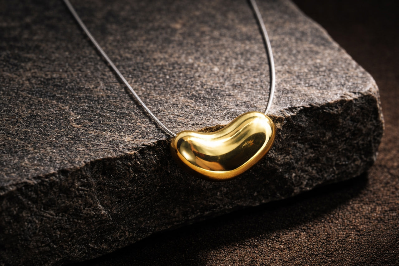 Golden Bean Pendant Necklace