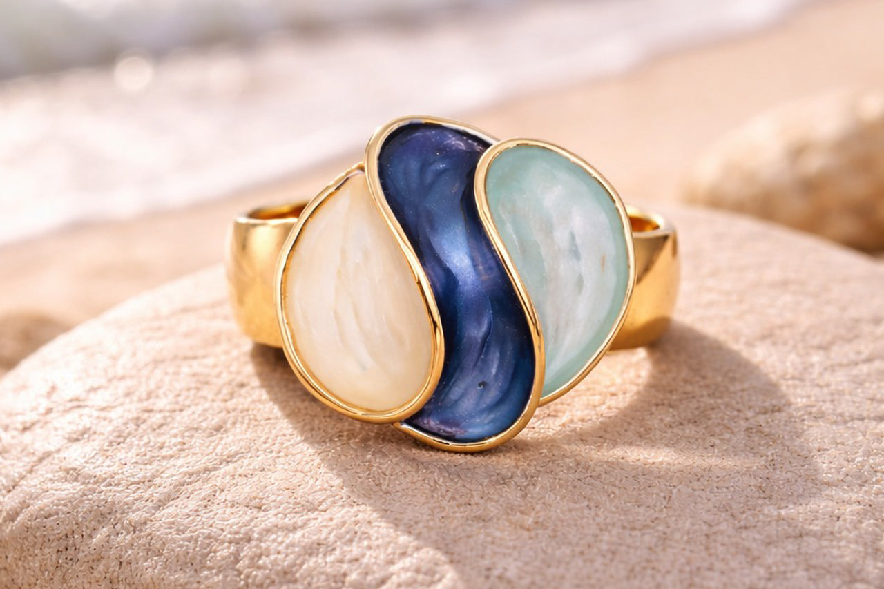 Ocean Flow Enamel Statement Ring