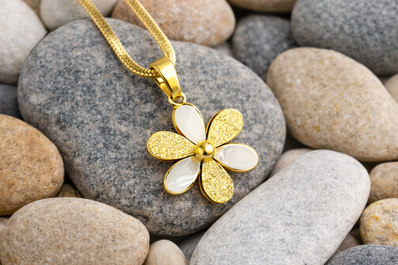 Golden Bloom Flower Pendant Necklace