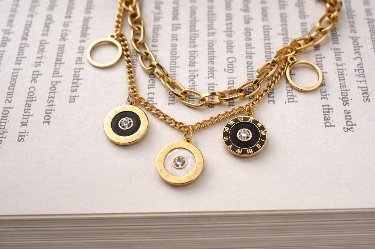 18K Gold Plated Enamel Charm Bracelet