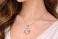 18K Gold Plated Stone with Matching Pearl & Blue Crystal Necklace Set