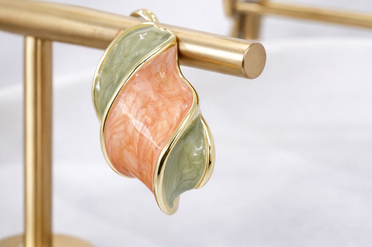 Aureline Wave Earrings — Gold Plated with Enamel Artistry