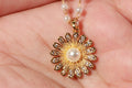Asterials 18K Gold Plated Pearl Floral Charm Necklace for Women