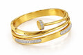 Elegant 18K Gold Plated Crystal Cuff Bracelet (3 Micron)