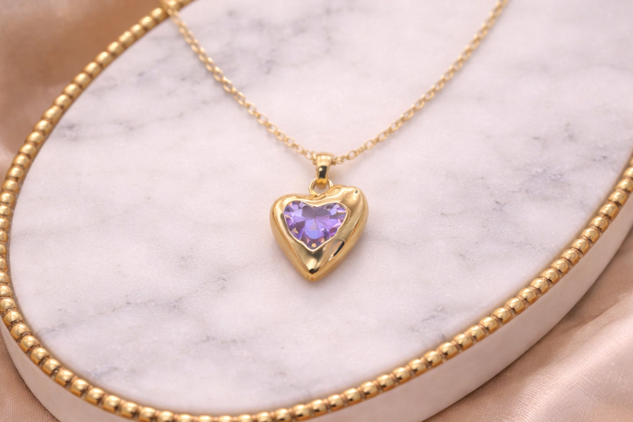 18K Gold Plated (3 Micron) | Elegant Heart CZ Pendant Necklace