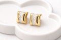 Ivory Wave Gold Stud Earrings
