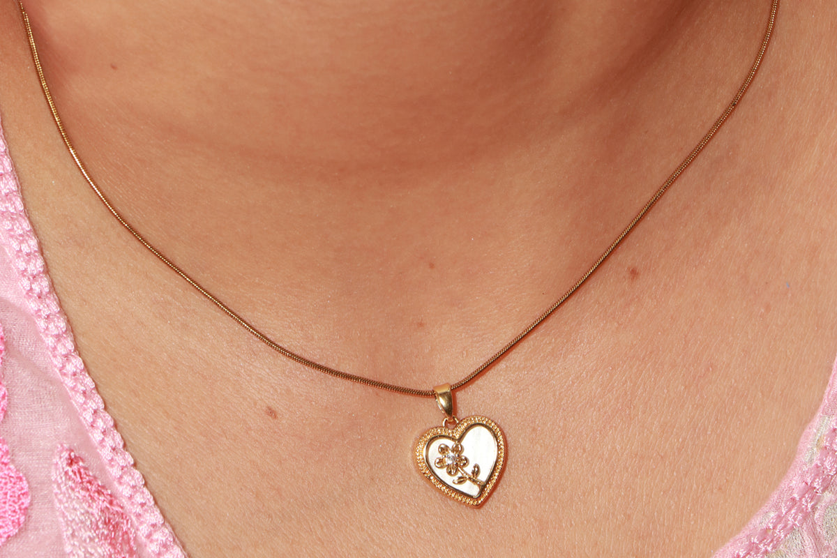 Asterials 18K Gold Plated Heart Floral Pendant Necklace for Women