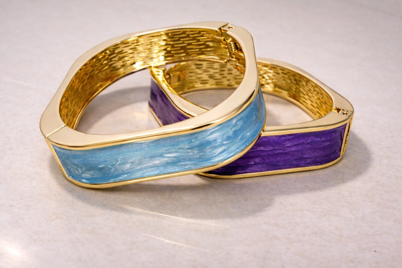 18K Gold Plated Enamel Statement Bangle