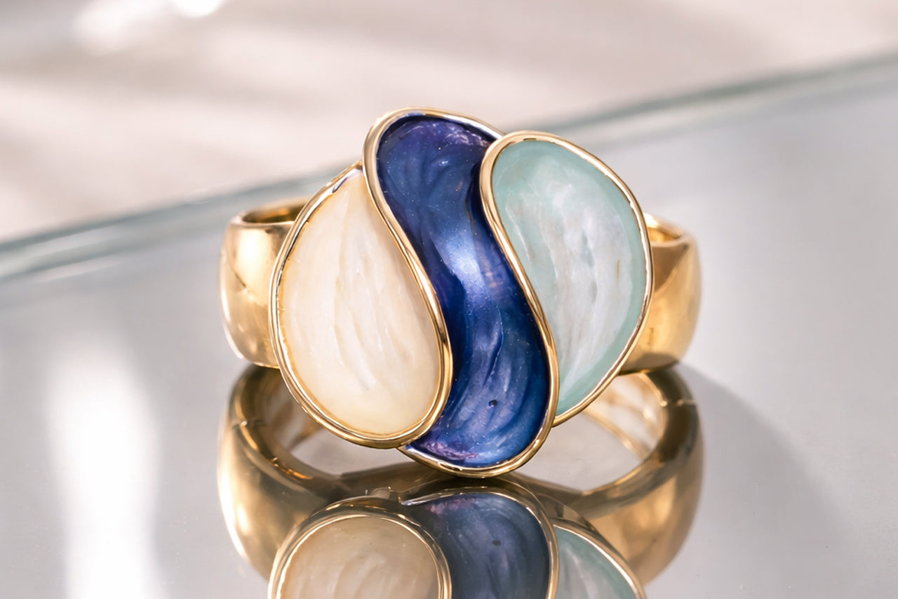 Ocean Flow Enamel Statement Ring