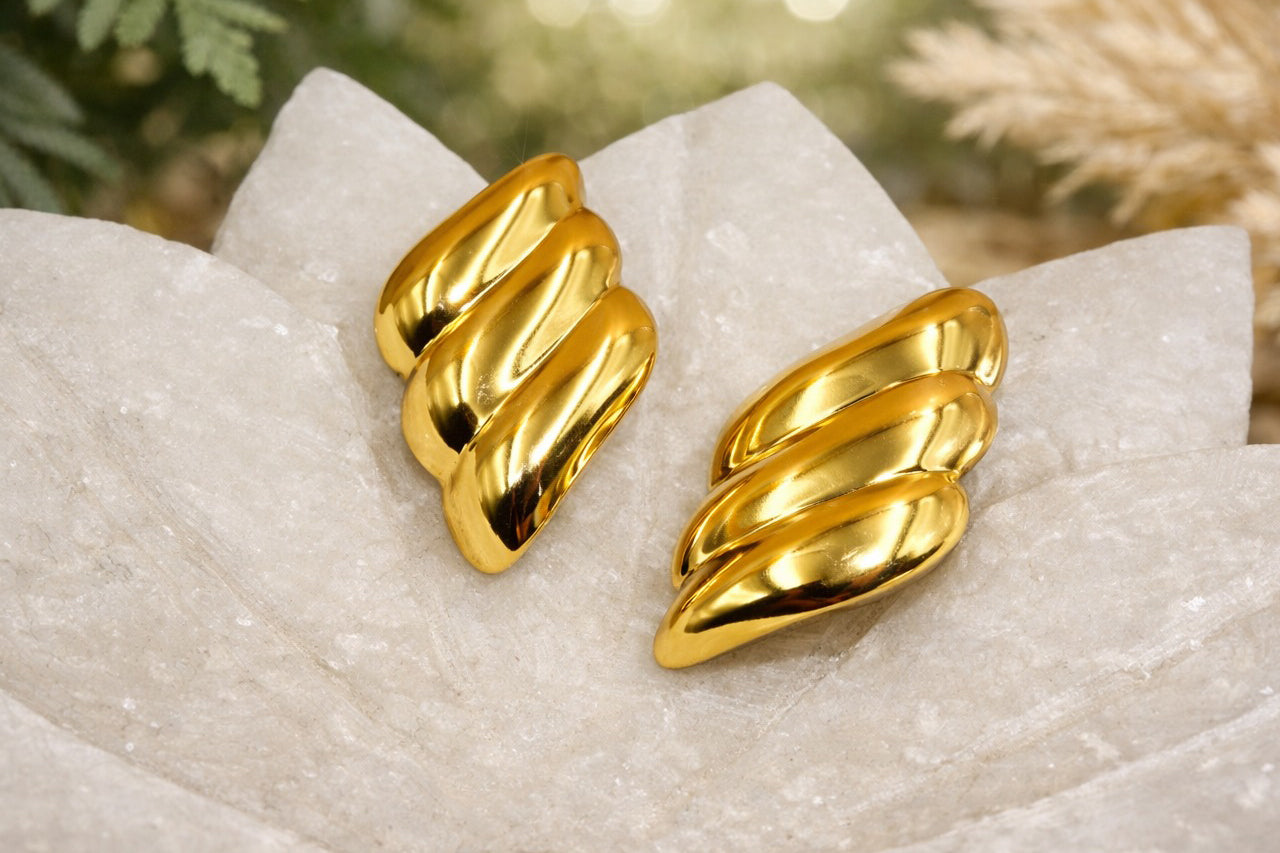 18K Gold Plated (3 Micron) Twisted Stud Earrings