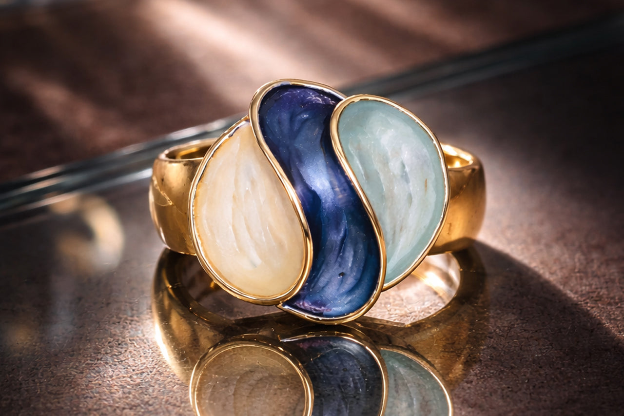 Ocean Flow Enamel Statement Ring