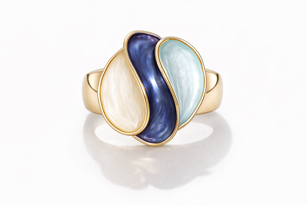 Ocean Flow Enamel Statement Ring