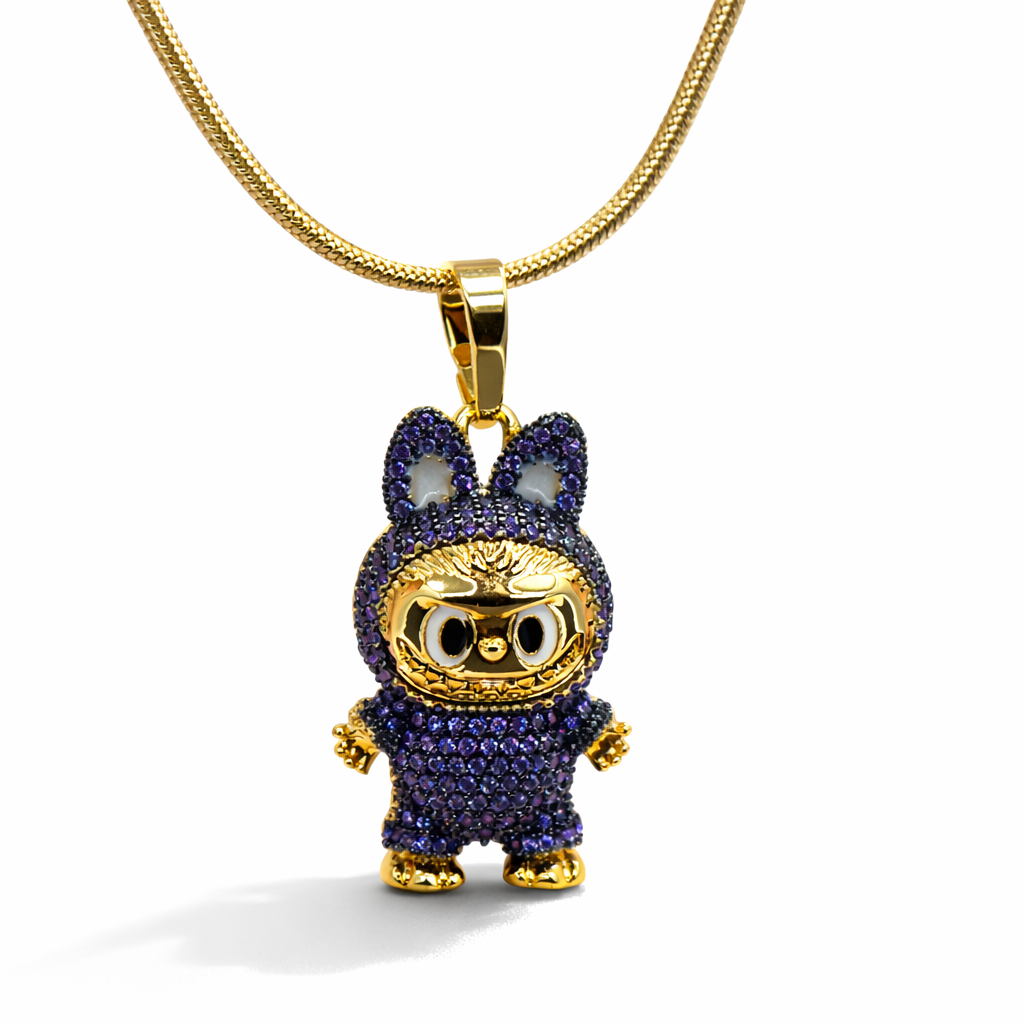 Purple Labubu Character Pendant Necklace