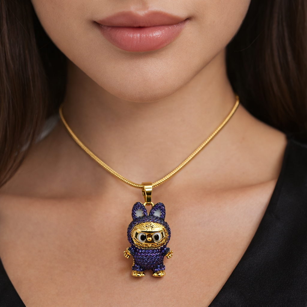 Purple Labubu Character Pendant Necklace