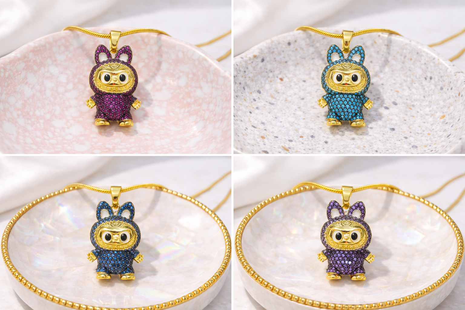 Purple Labubu Character Pendant Necklace