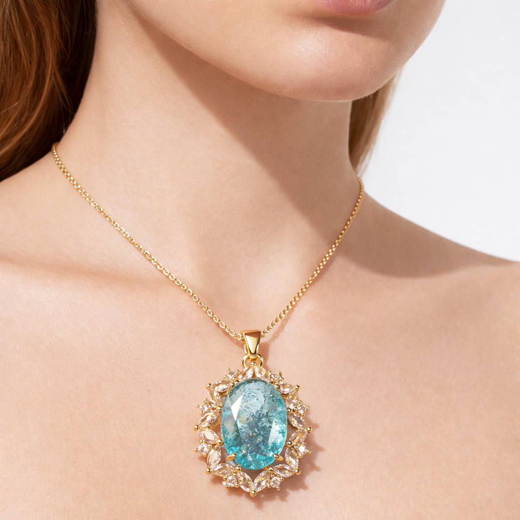 18K Gold Plated (3 Micron) Ice Crush Doublet Necklace