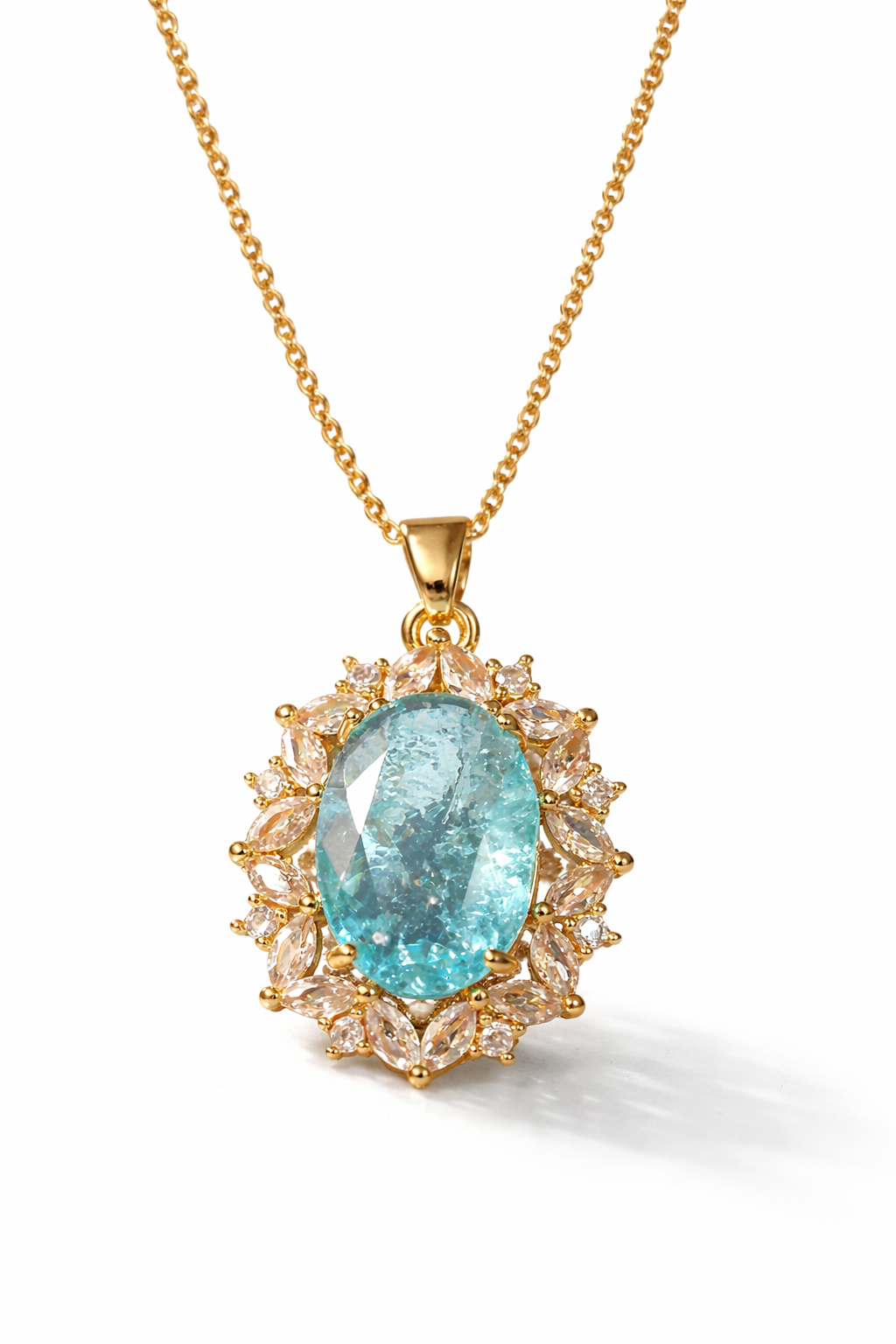 18K Gold Plated (3 Micron) Ice Crush Doublet Necklace