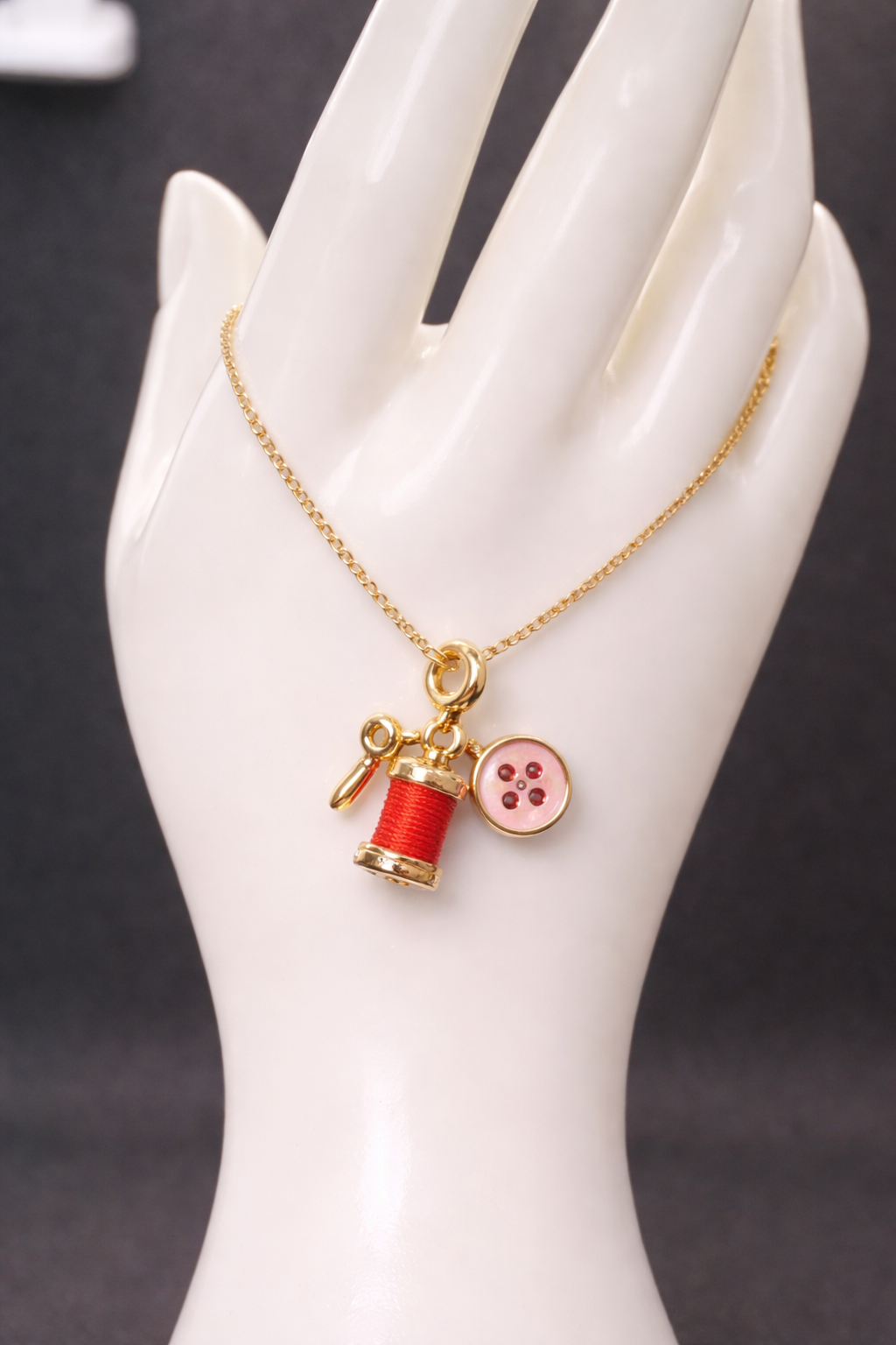 Anti-Tarnish 18K Gold Plated  (3 Micron) Sewing Charm Necklace