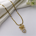 18K Gold Plated Bow Heart Pendant Necklace for Women
