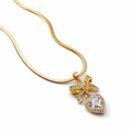 18K Gold Plated Bow Heart Pendant Necklace for Women