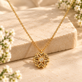 Golden Bloom Crystal Flower Pendant Necklace for Women | Asterials
