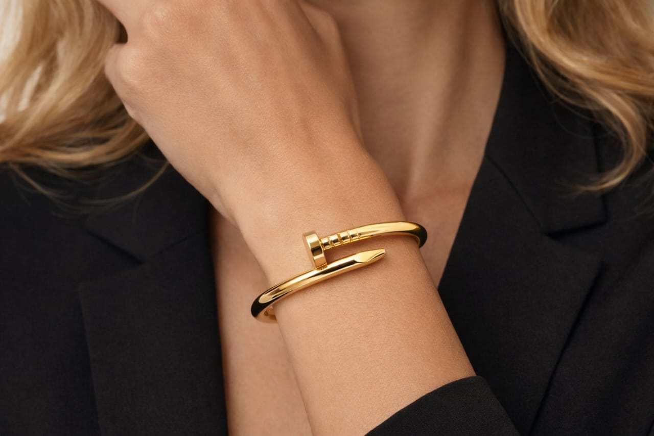 Luxury 18k gold plated (3 micron) Nail-Inspired Hand Bracelet for Women